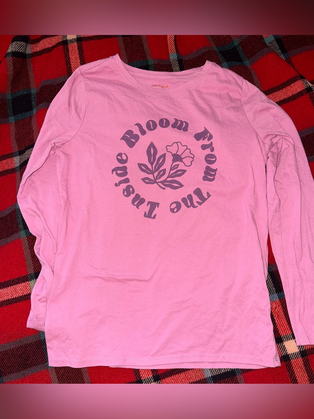 Cat & Jack Pink Long-Sleeve Graphic Tee - Bloom From The Inside